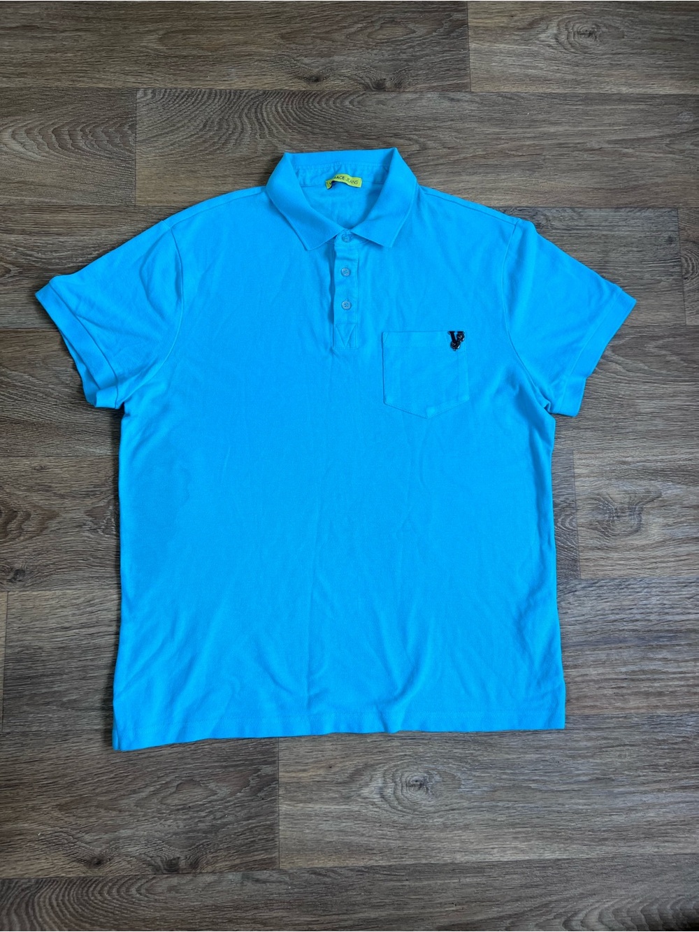 Versace Jeans Collection Light Blue Polo Shirt with Chest Pocket/A443